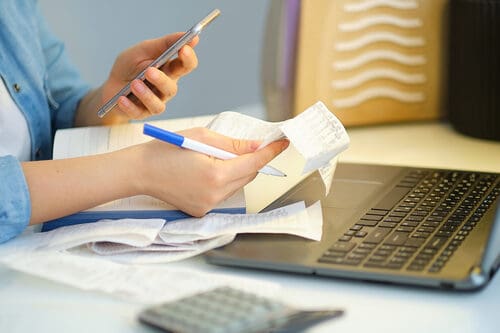 lady checking notes